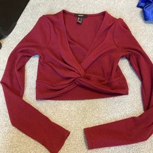 Maroon long sleeve crop top, Forever 21 size Small